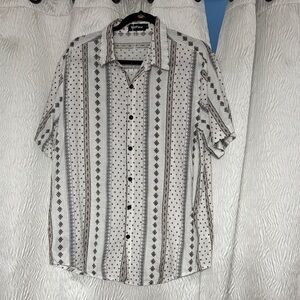 VATPAVE Mens Summer Tropical Short Sleeve Button Down Shirt- Size L